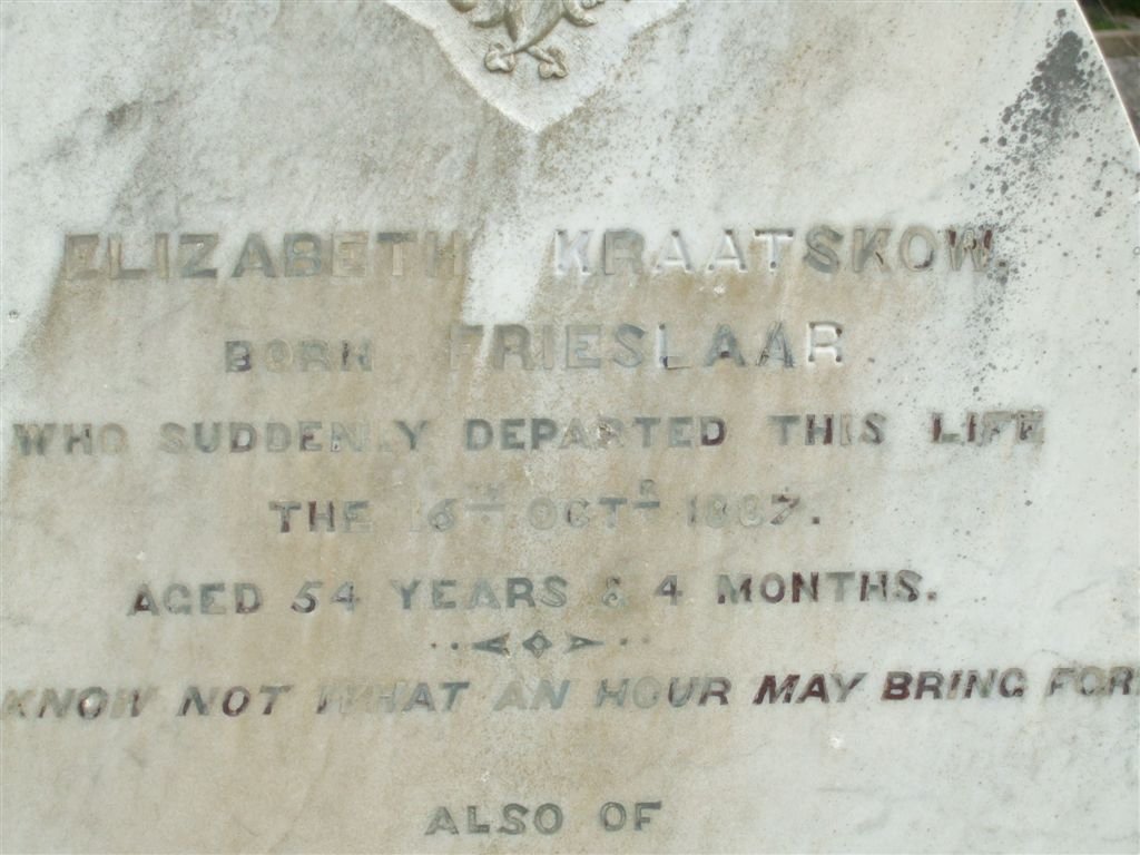 KRAATSKOW Elizabeth nee FRIESLAAR -1887