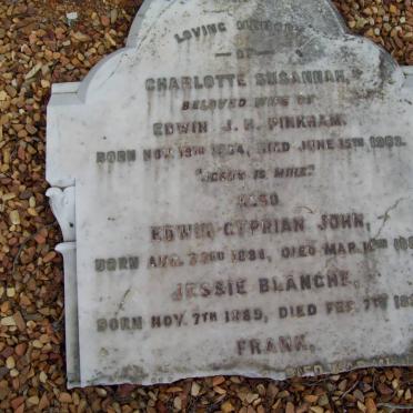 PINKHAM Charlotte Susannah 1854-1902 : PINKHAM Edwin Cyprian John 1888-1889 :: PINKHAM Jessie Blanche 1889-1890