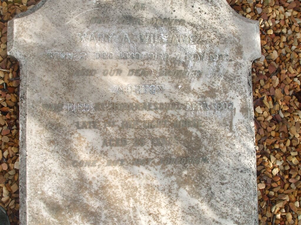 WILLIAMS Mary A. 1840-1902 :: WILLIAMS Norton -1902