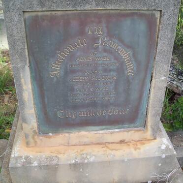 WADE Agnes -1883 :: WADE Henry Francis -1887