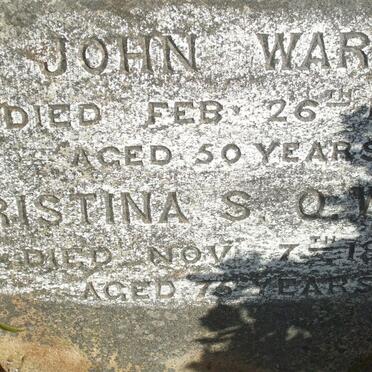 WARD John 1860 &amp; Christina S.O. WATSON -1886