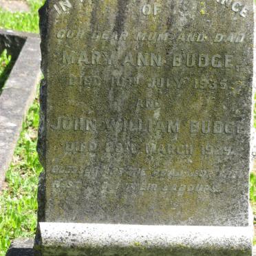 BUDGE John William -1929 &amp; Mary Ann -1935