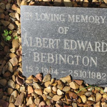 BEBINGTON Albert Edward 1904-1982