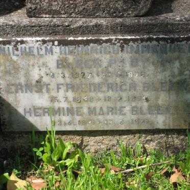 BLEEK Wilhelm Heinrich Immanuel 1827-1875  :: BLEEK Ernst Friederich 1868-1884 :: BLEEK Hermine Marie 1871-1871