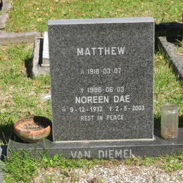 DIEMEL Matthew, van 1918-1996 &amp; Noreen Dae 1932-2003
