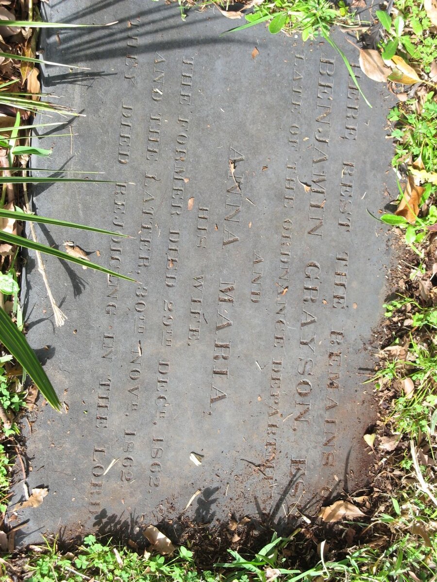 GRAYSON Benjamin -1862 &amp; Anna Maria -1862