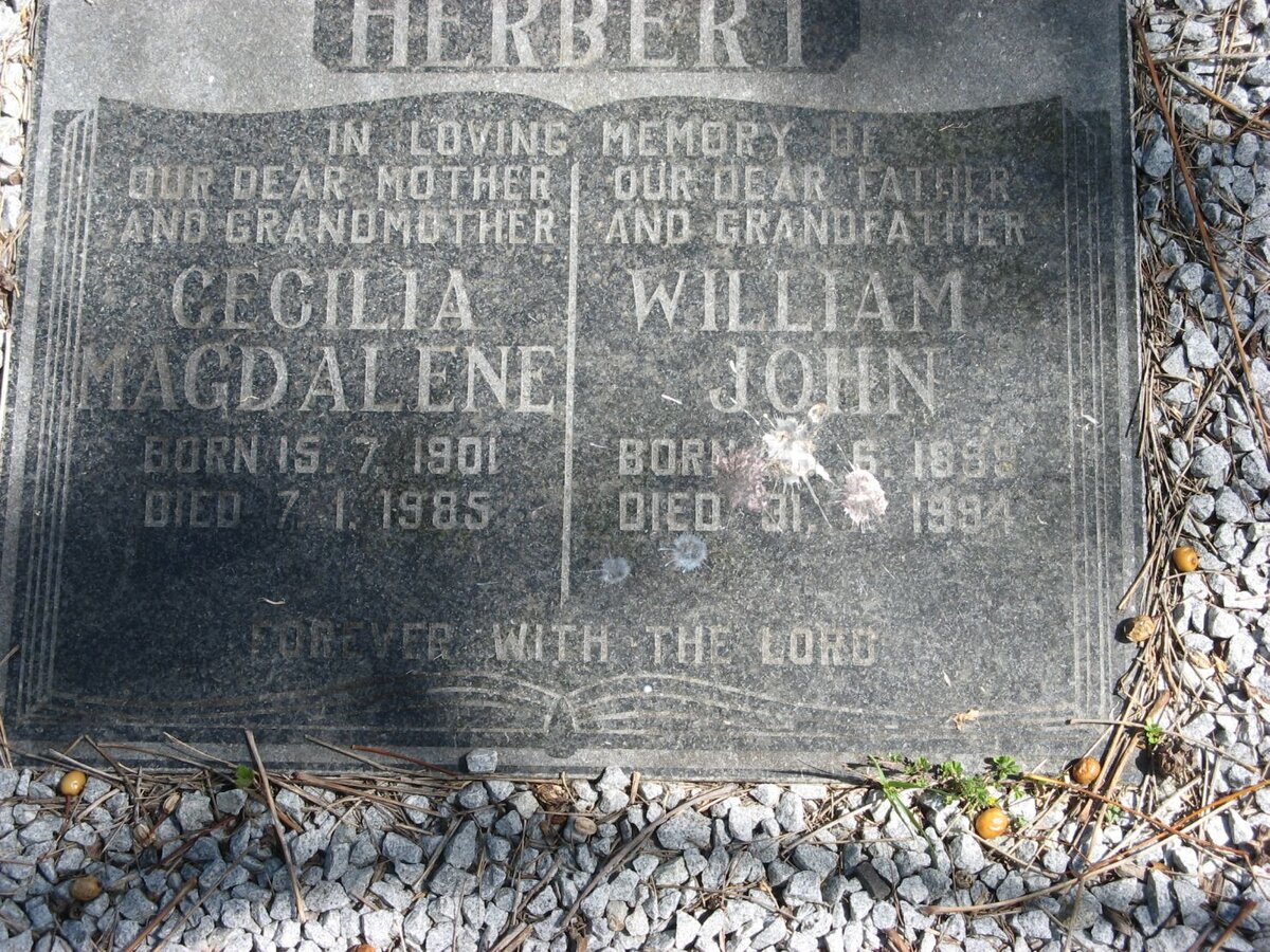 HERBERT William John 189?-1994 &amp; Cecilia Magdalene 1901-1985