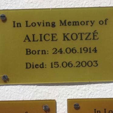 KOTZE Alice 1914-2003
