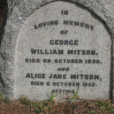 MITSON George William -1938 &amp; Alice Jane -1952