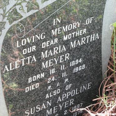 MEYER Aletta Maria Martha 1894-1968 :: MEYER Susan Appoline 1897-1974