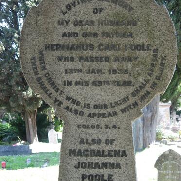 POOLE Hermanus Carl -1935 &amp; Magdalena Johanna METZLER -1958