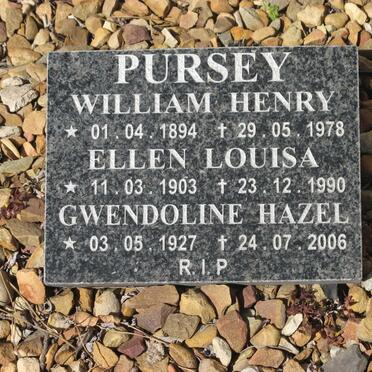 PURSEY William Henry 1894-1978 &amp;Ellen Louise 1903-1990 :: PURSEY Gwendoline Hazel 1927-2006