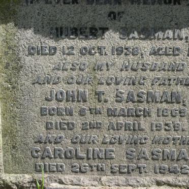 SASMAN John T. 1869-1939 &amp; Caroline -1942 :: SASMAN Hubert -1938
