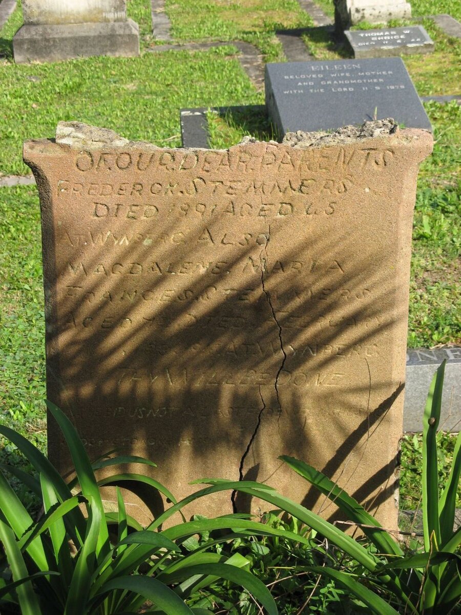 STEMMERS Frederick -1891 &amp; Magdalene Maria Frances