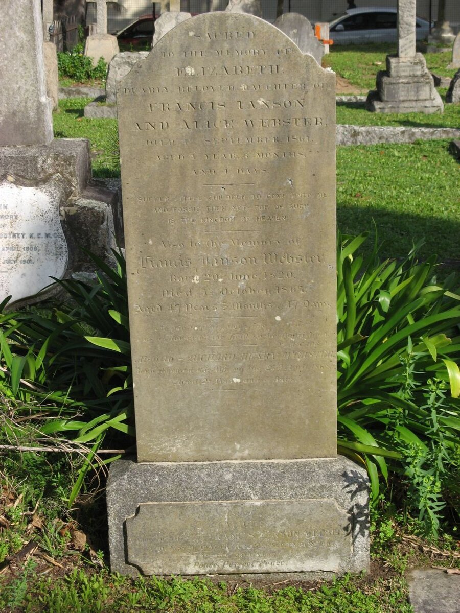 WEBSTER Elizabeth -1867 :: WEBSTER Francis Hanson 1820-1867 :: WEBSTER Richard Henry