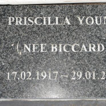 YOUNG Priscilla nee BICCARD 1917-2003