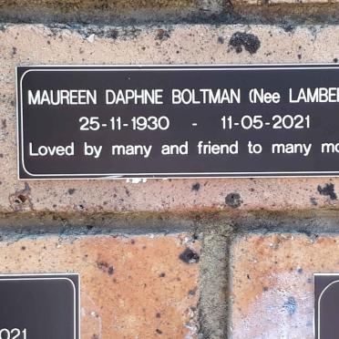 BOLTMAN Maureen Daphne nee LAMBERT 1930-2021