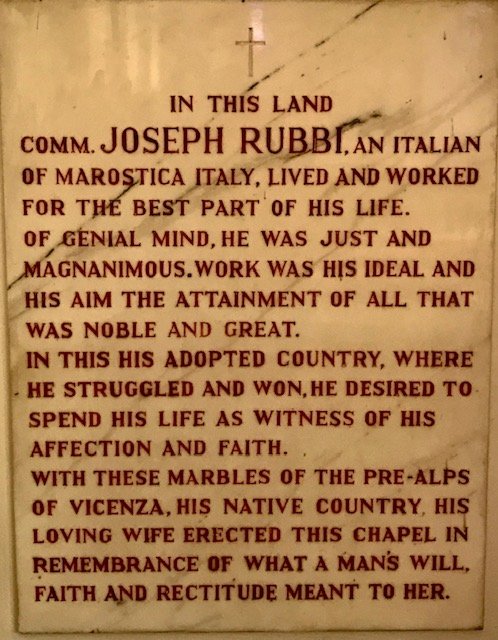 3. Memorial to Giuseppe RUBBI who dedicated his life to altruism, faith and good works.
