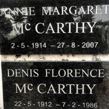 McCARTHY Denis Florence 1912-1986 :: McCARTHY Annie Margaret 1914-2007