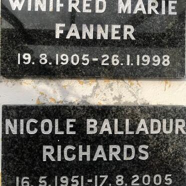 FANNER Winifred Marie 1905-1998 :: RICHARDS Nicole Balladur 1951-2005
