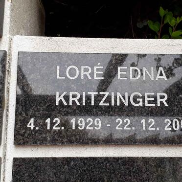 KRITZINGER Loré Edna 1929-2007