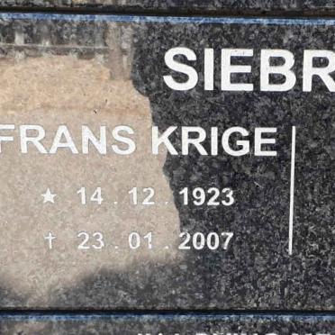 SIEBERTS Frans Krige 1923-2007 &amp; Elma 1931-2007
