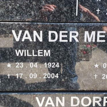MERWE Willem, van der 1924-2004 &amp; Rykie 1926-2009