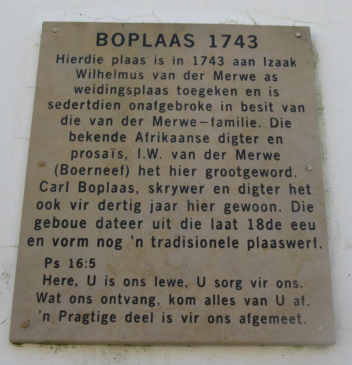 1. Boplaas 1743 Gedenkmuur