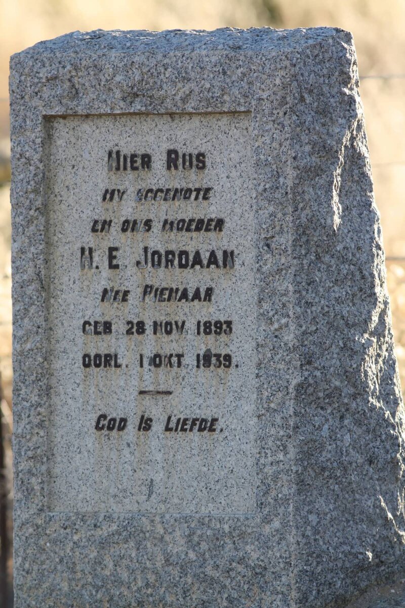 JORDAAN H.E. nee PIENAAR 1893-1939