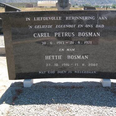 BOSMAN Carel Petrus 1913-1971 &amp; Hettie 1916-2002