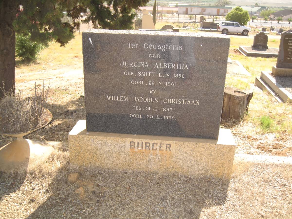 BURGER Willem Jacobus Christiaan 1893-1969 &amp; Jurgina Albertha SMITH 1896-1961