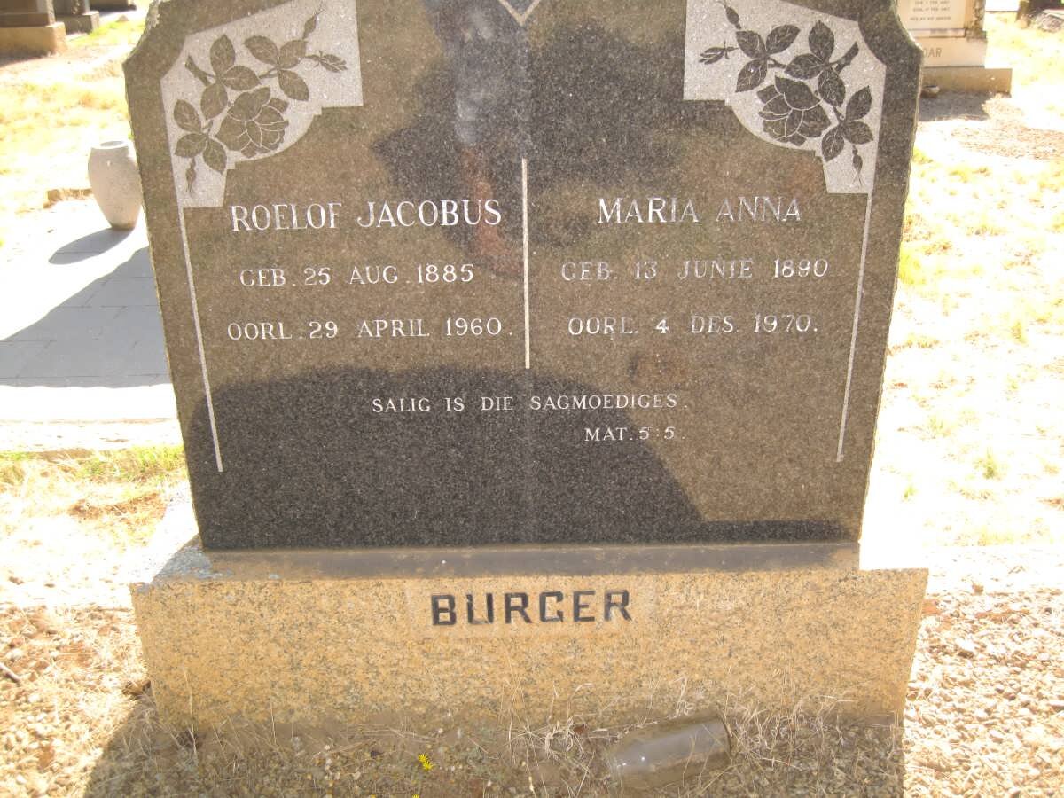 BURGER Roelof Jacobus 1885-1960 &amp; Maria Anna 1890-1970
