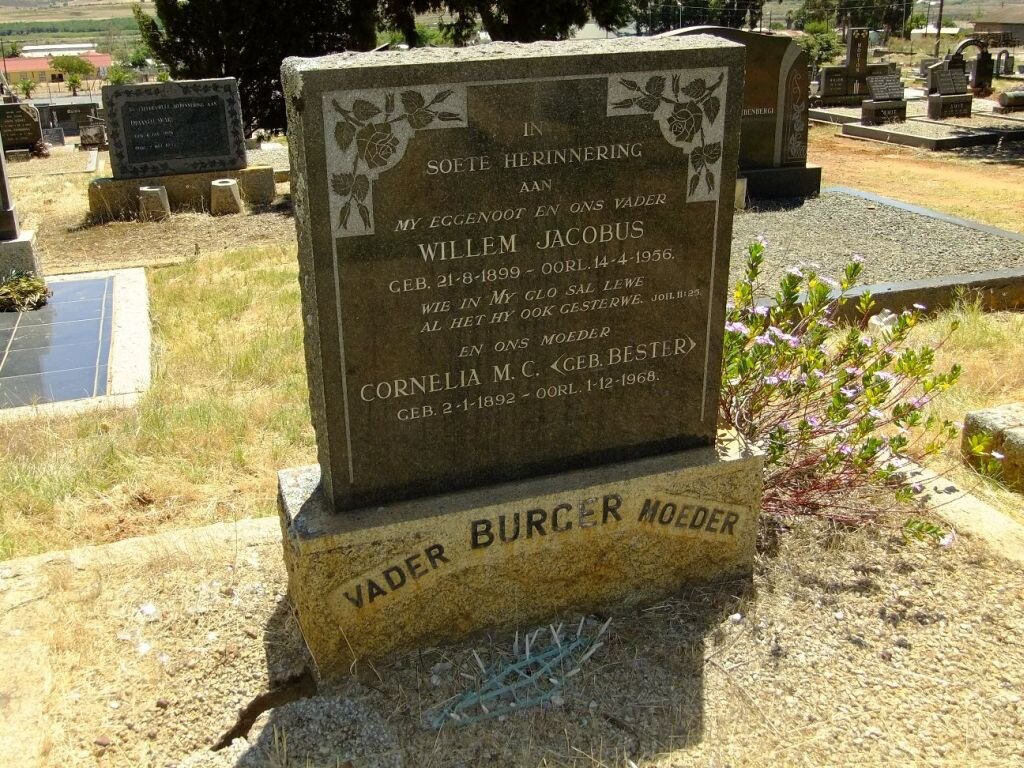 BURGER Willem Jacobus 1899-1956 &amp; Cornelia M.C. BESTER 1892-1968