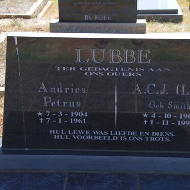 LUBBE Andries Petrus 1904-1961 &amp; A.C.J. SMITH 1909-1998