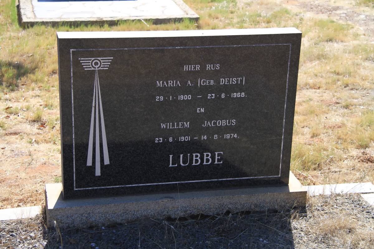 LUBBE Willem Jacobus 1901-1974 &amp; Maria A. DEIST 1900-1968