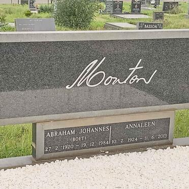 MOUTON Abraham Johannes 1920-1984 &amp; Annaleen 1924-2013