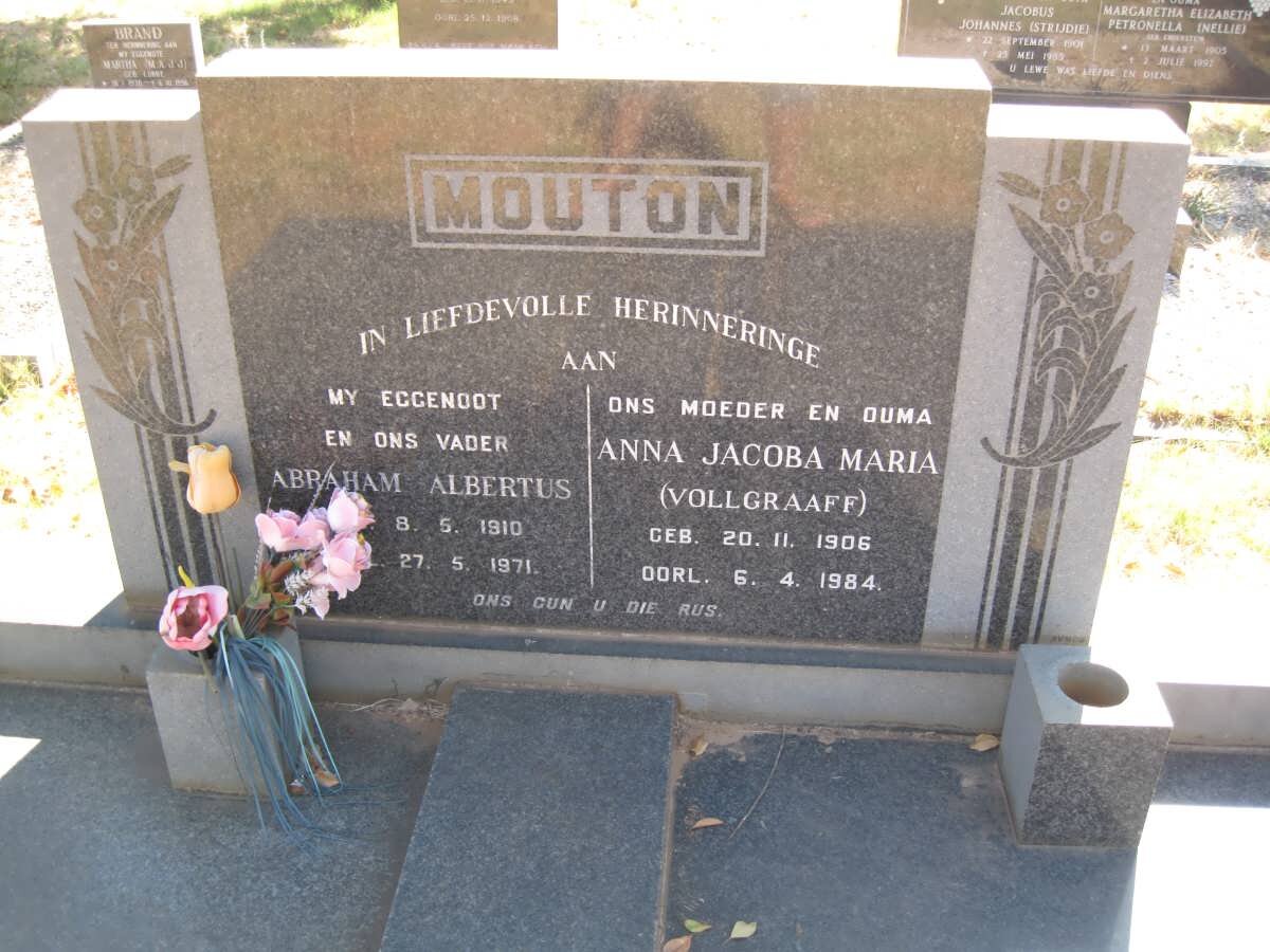 MOUTON Abraham Albertus 1910-1971 &amp; Anna Jacoba Maria VOLLGRAAF 1906-1984