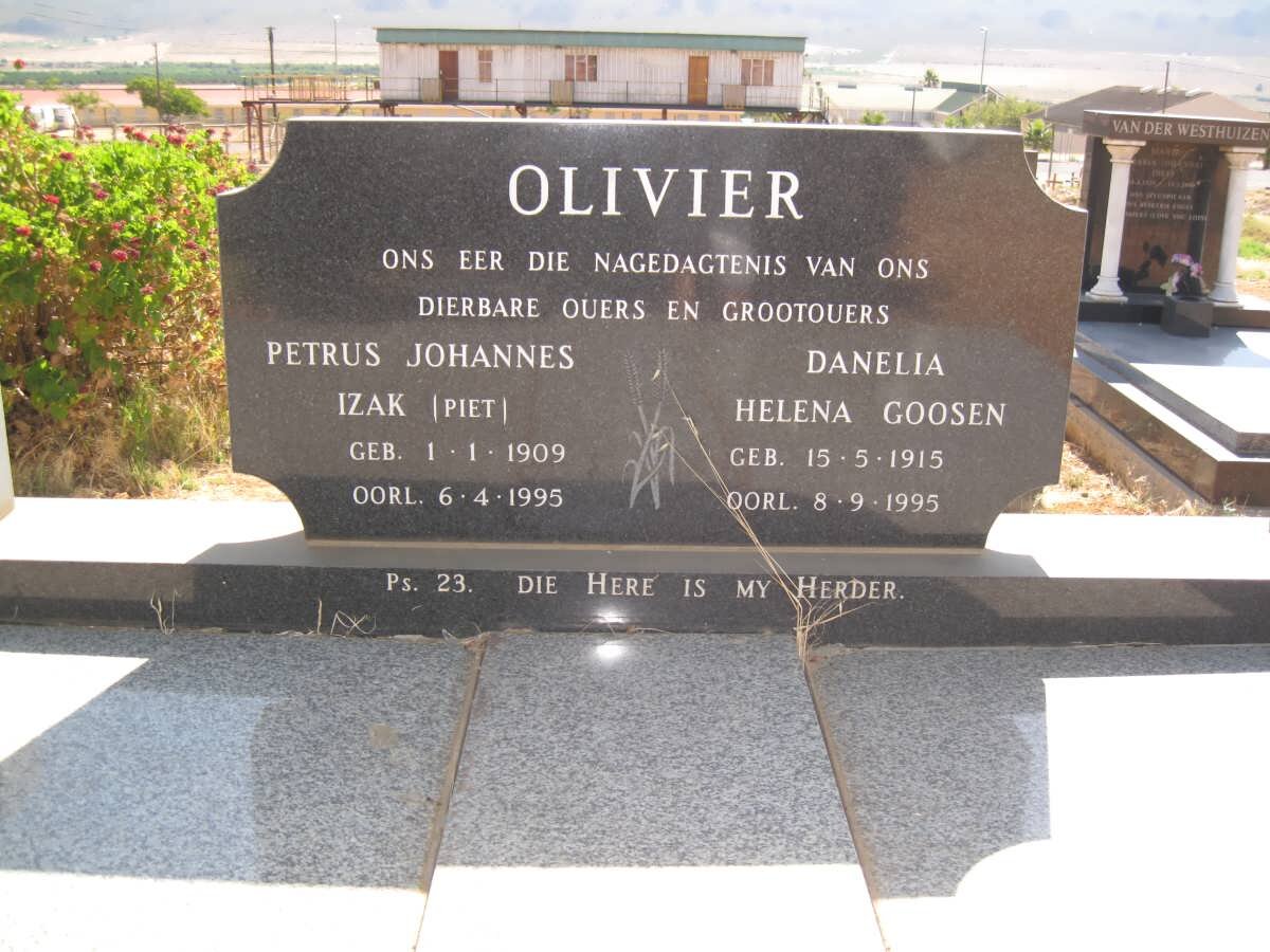OLIVIER Petrus Johannes Izak 1909-1995 &amp; Danelia Helena GOOSEN 1915-1995