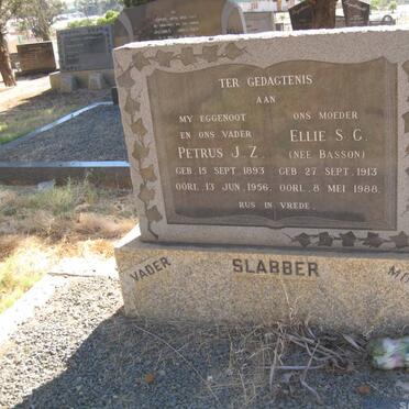 SLABBER Petrus J.Z. 1893-1956 &amp; Ellie S.G. BASSON 1913-1988