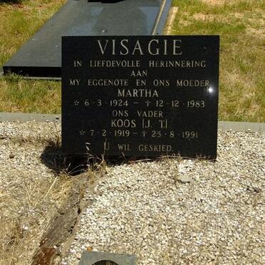 VISAGIE J.T. 1919-1991 &amp; Martha 1924-1983