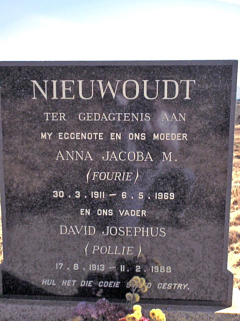 NIEWOUDT David Josephus 1913-1988 &amp; Anna Jacoba FOURIE 1911-1969