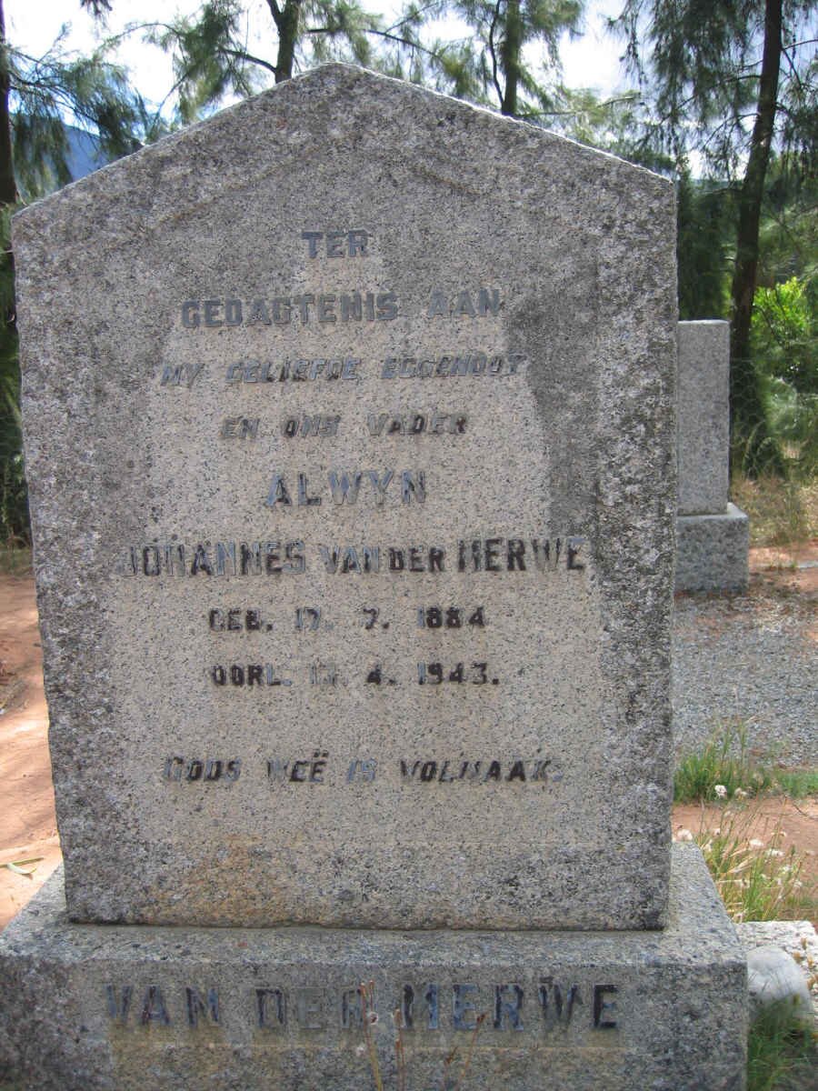 MERWE Alwyn Johannes, van der 1884-1943