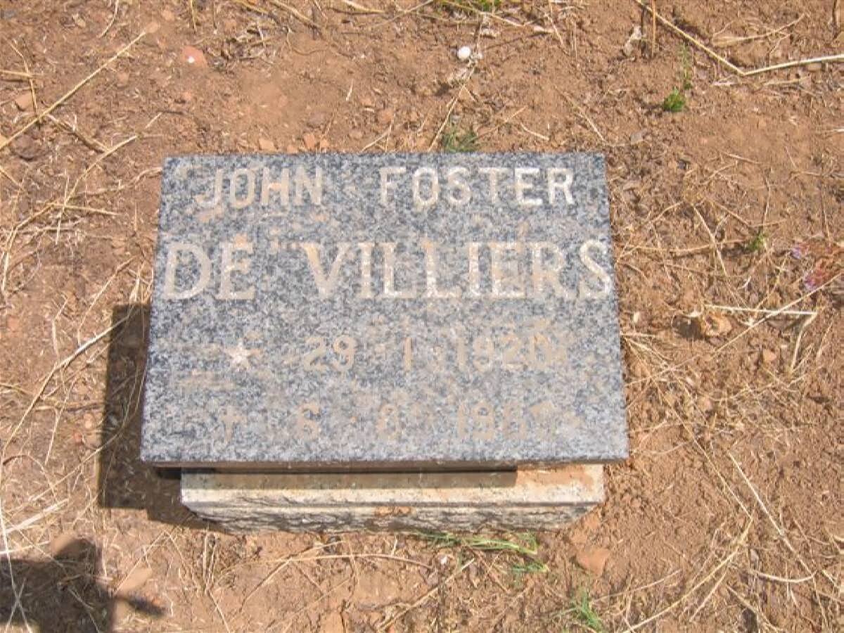 VILLIERS John Foster, de 1920-198?
