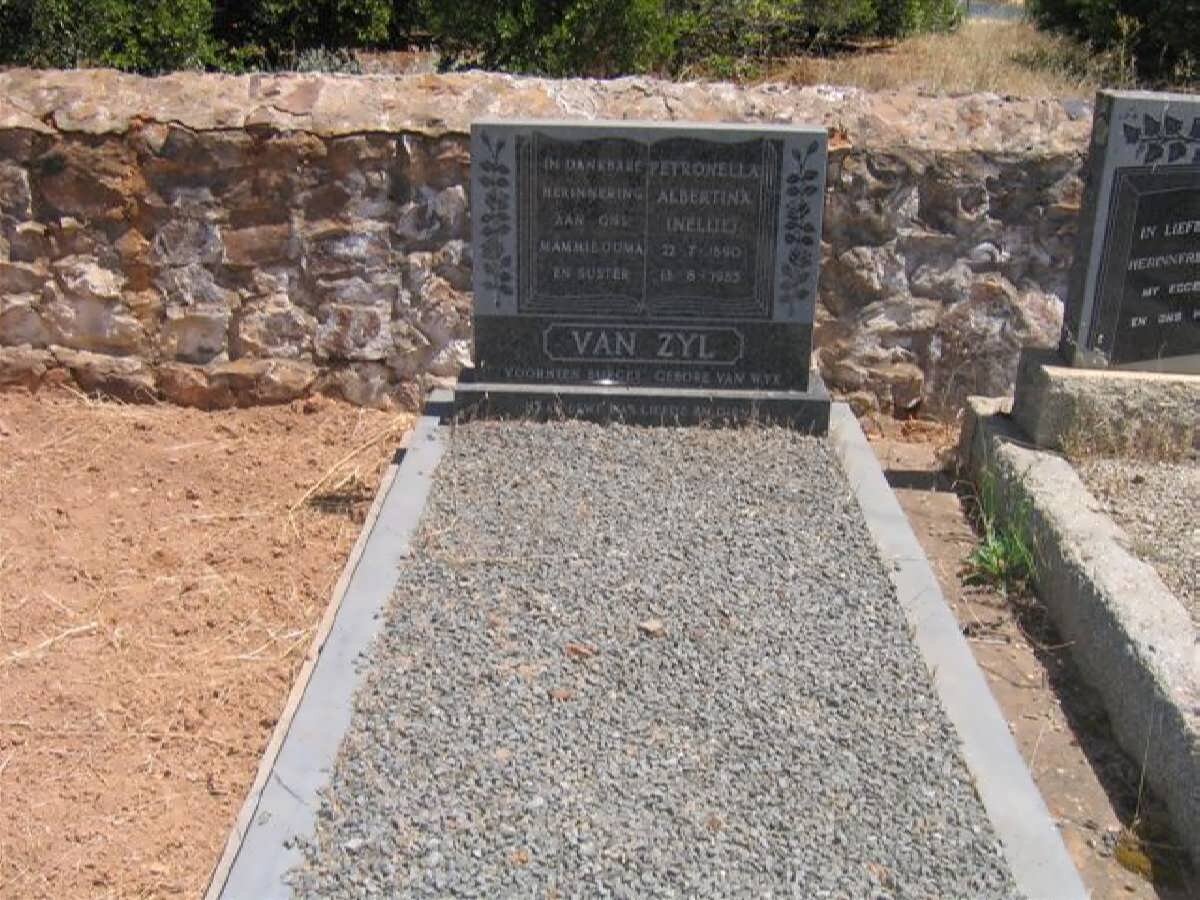 ZYL Petronella Albertina, van formerly BURGER nee VAN WYK  1890-193?