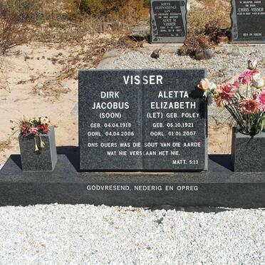 VISSER Dirk Jacobus 1918-2006 &amp; Aletta Elizabeth POLEY 1921-2007