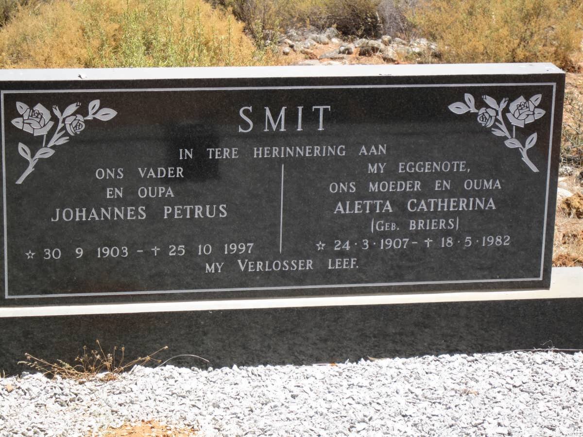 SMIT Johannes Petrus 1903-1997 &amp; Aletta Catherina BRIERS 1907-1982