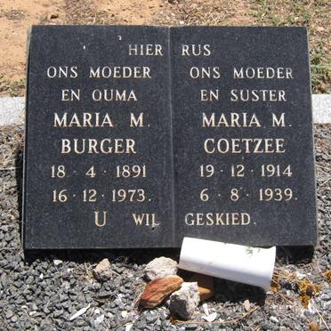 BURGER Maria M. 1891-1973 :: COETZEE Maria M. 1914-1939