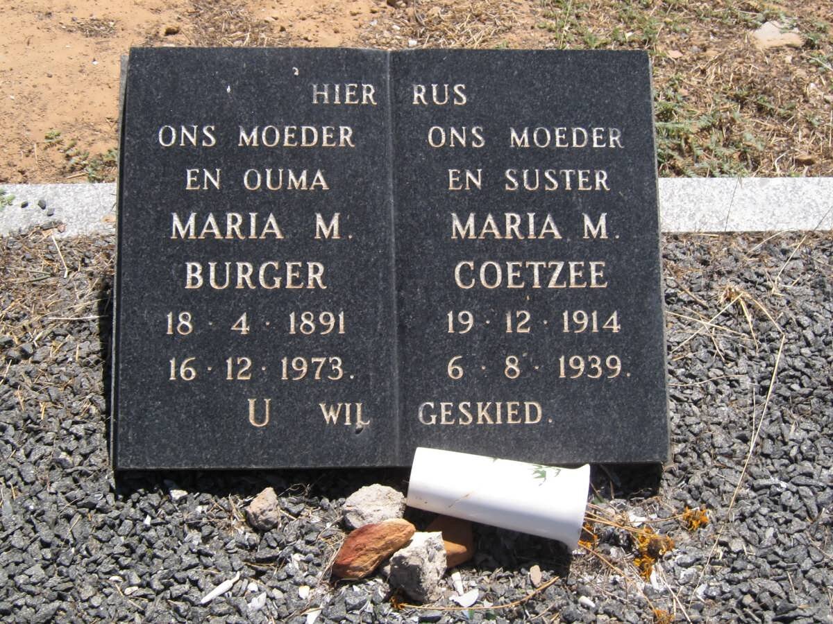 BURGER Maria M. 1891-1973 :: COETZEE Maria M. 1914-1939