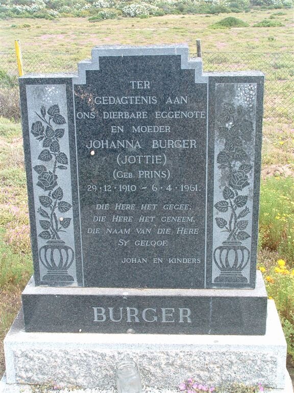 BURGER Johanna née PRINS 1910-1961