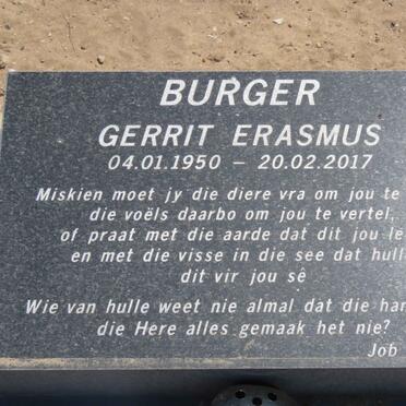 BURGER Gerrit Erasmus 1950-2017